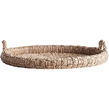 Creative Co-Op Round Braided Bankuan Handles Tray, Brown | Amazon (US)