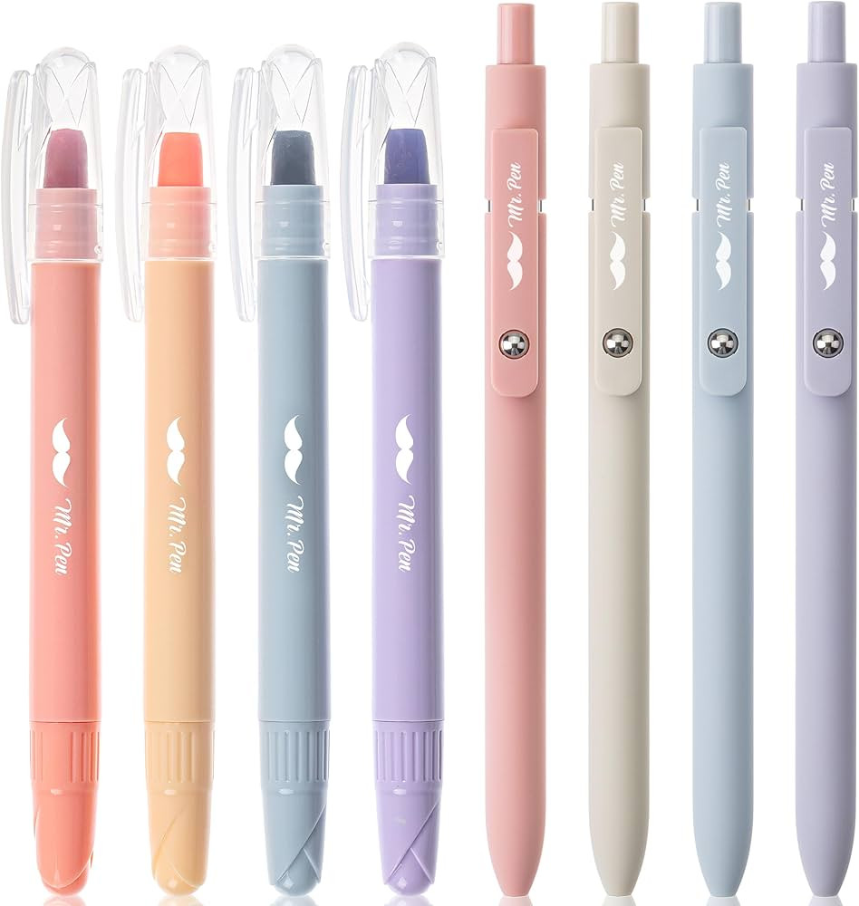 Mr. Pen- Gel Highlighters and Pens, 8 Pack, Pastel Barrel, No Bleed Through, Bible Journaling Kit | Amazon (US)