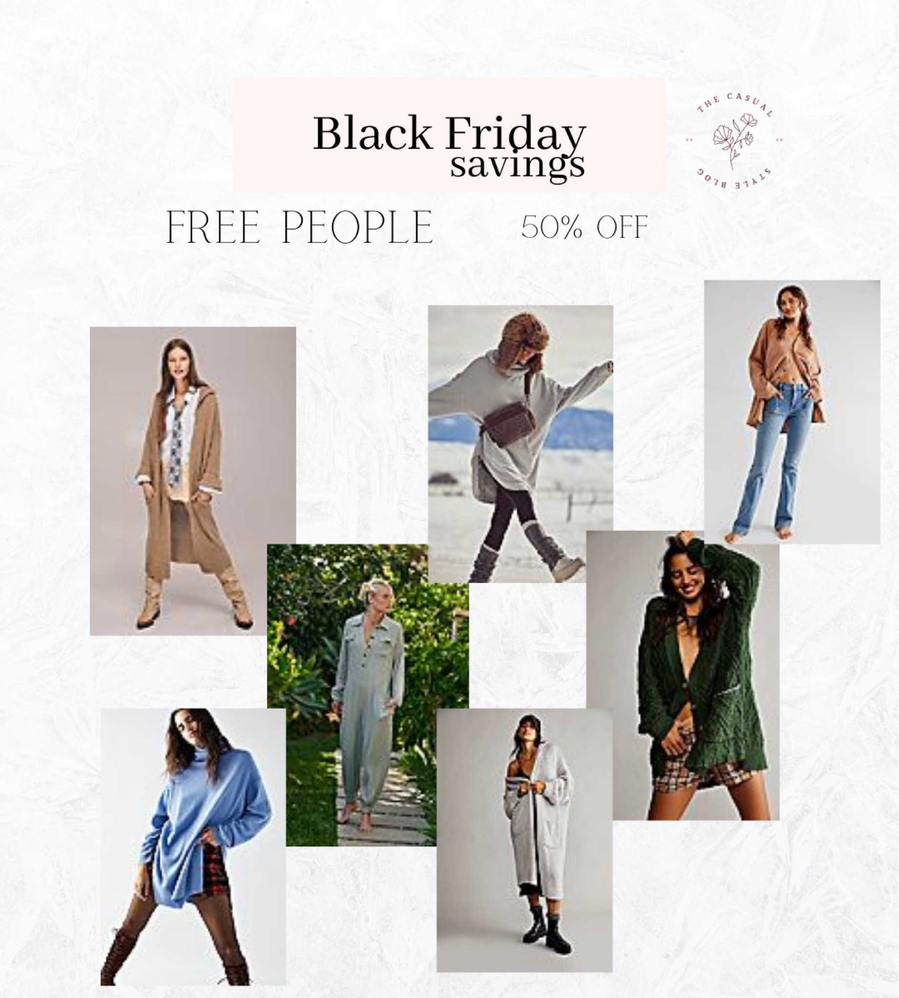50% off select free people styles! 



#LTKCyberweek #LTKsalealert #LTKunder100