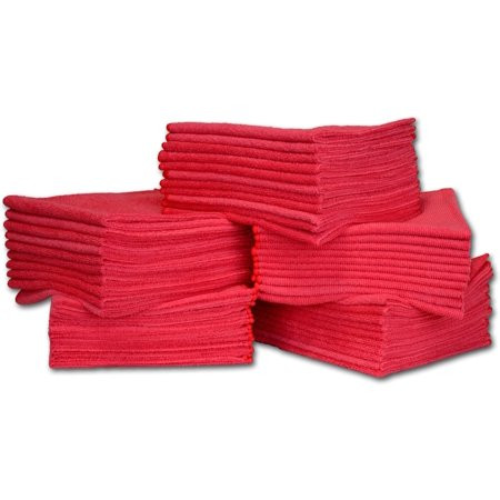 16"" x 16"" Economy All Purpose Microfiber Towels - 50 Pack (Red) | Walmart (US)