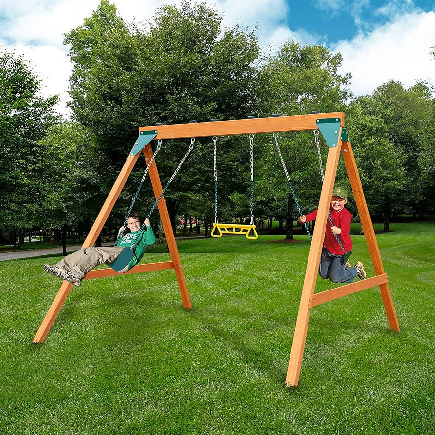 Swing-N-Slide PB 8360 Ranger Wooden Swing Set with Swings, Brown (Amazon Exclusive) | Amazon (US)
