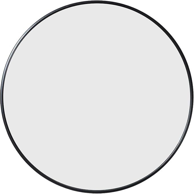 48 inch Large Round Mirror Wall Mounted, Metal Frame Circle Mirror for Washing Room, Living Room,... | Amazon (US)