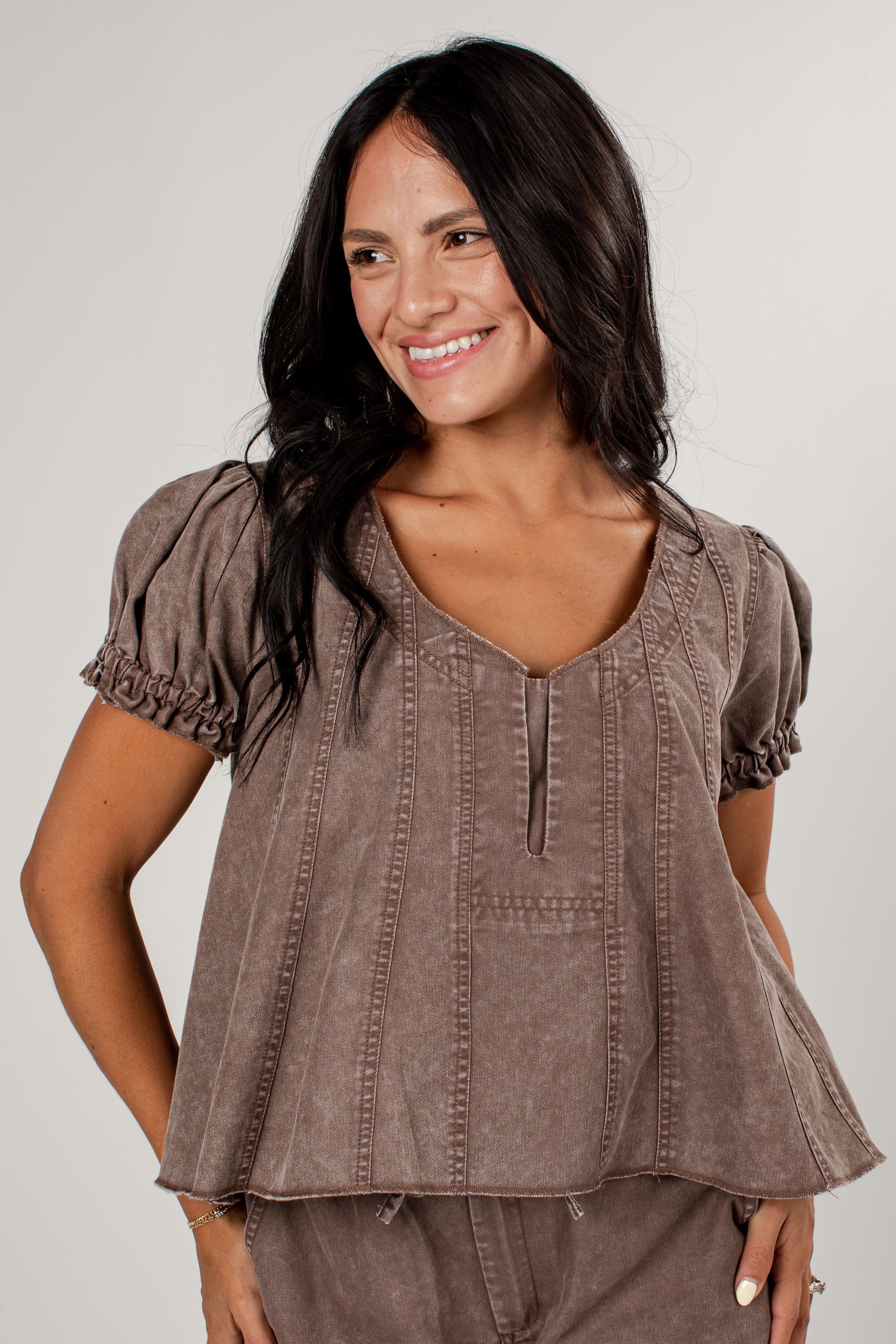 Espresso Hour Brown Blouse | Dress Up