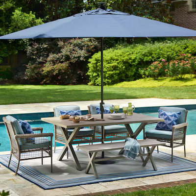 allen + roth Ivy Meadows 6 -Piece Tan Wicker Patio Dining Set Steel Rectangle Table with 4 Light ... | Lowe's