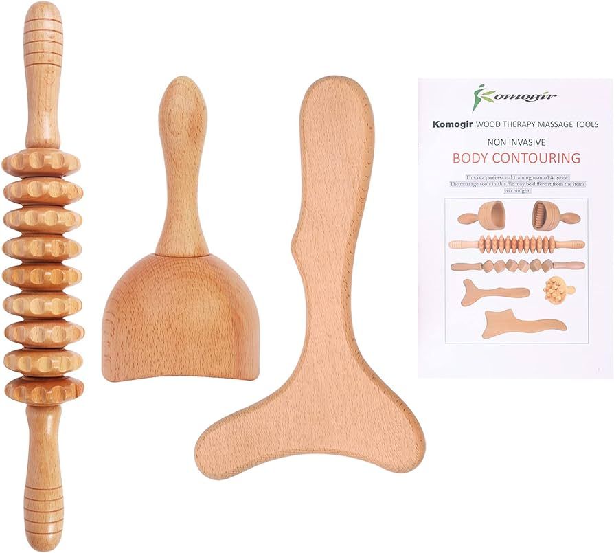 Komogir 3-in-1 Wood Therapy Massage Tools Lymphatic Drainage Massager Wooden Massager for Maderot... | Amazon (US)