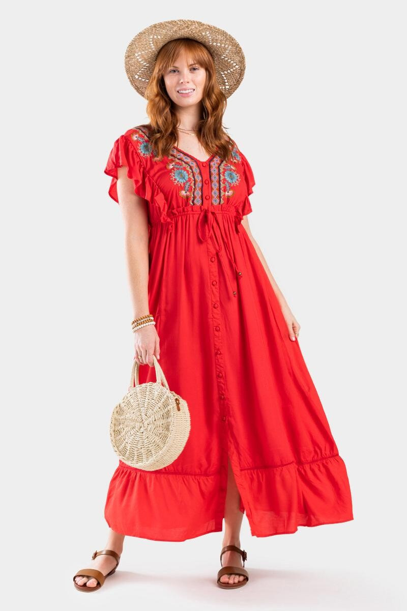 Tessah Embroidered Maxi Dress | Francesca’s Collections