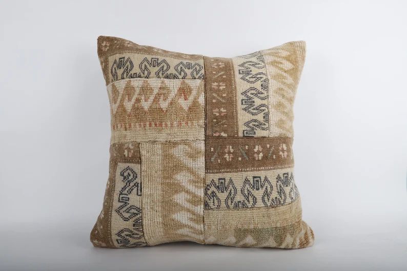 Handwoven Kilim Pillow, 24x24 Turkish Kilim Pillow, Bohemian Kilim Pillow, Handmade Kilim Lumbar,... | Etsy (US)
