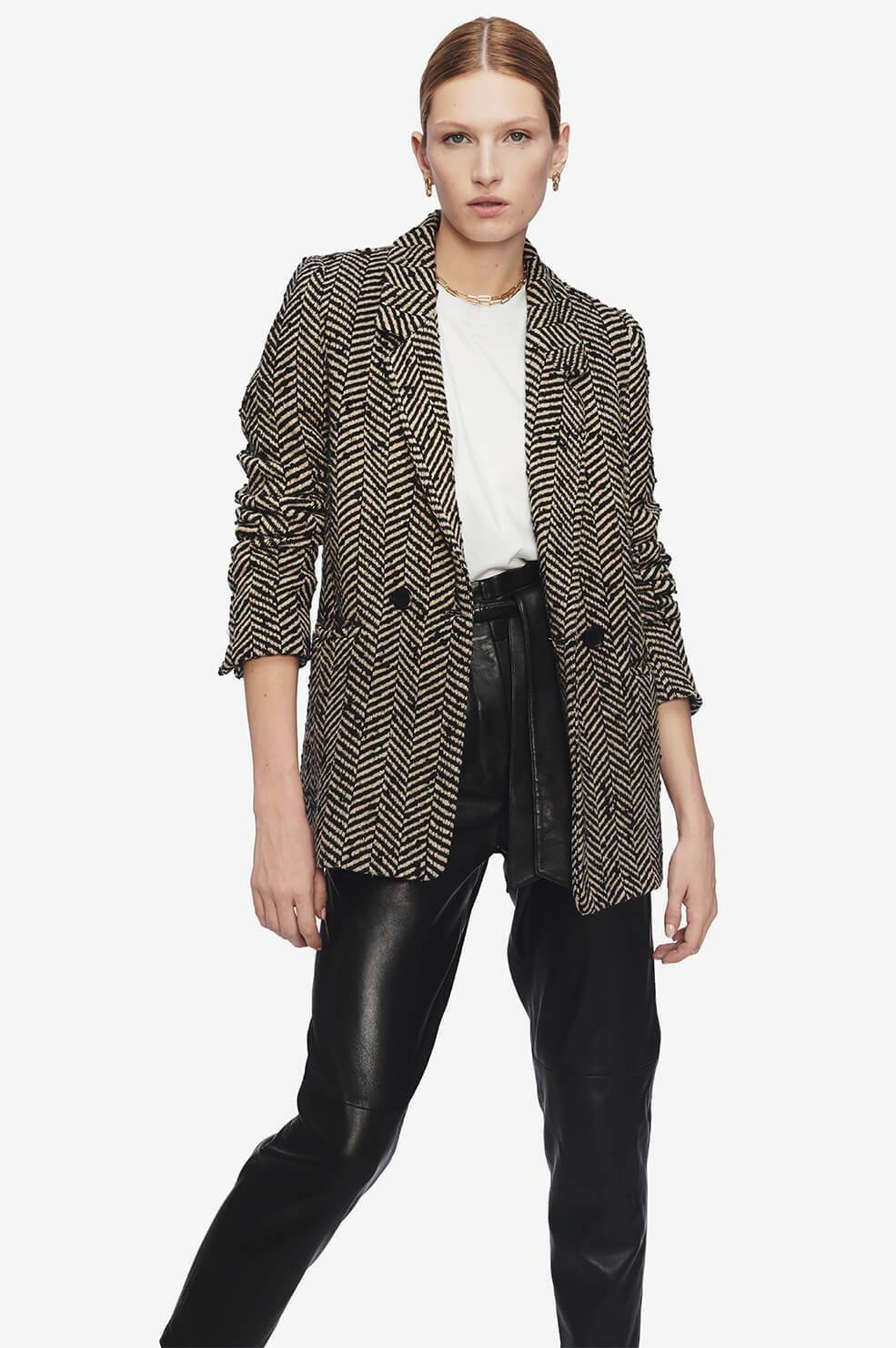 Fishbone Blazer - Cream And Black | ANINE BING