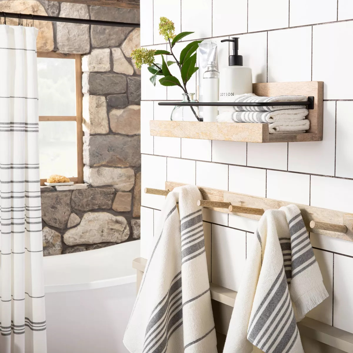 Wood 6-Peg Wall Hook - Hearth & Hand™ with Magnolia: Mountable Rack, Whitewash Finish, No Tools | Target