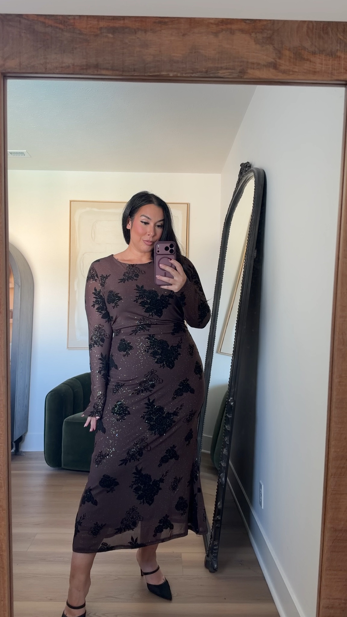 Ok glitter! I love the floral burnout and the stretch! Soft belly certified. Wearing an XL. Midsize, midsize fashion, fall fashion, fall wedding guest dress, amazon 

 #LTKootd #LTKMidsize