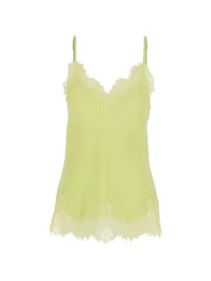 Gold Hawk lace-trim Sleeveless Top   | Yellow | FARFETCH | Farfetch Global
