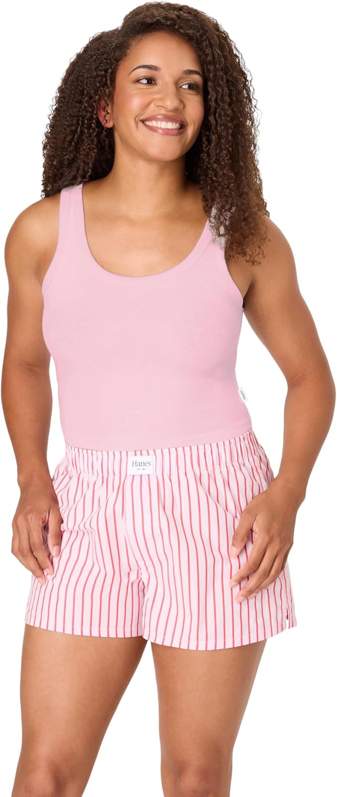 Hanes Women's Pajamas Set, Comfywear Tank Top & Boxer Shorts Pajamas for Women Set, Soft Cotton-b... | Amazon (US)