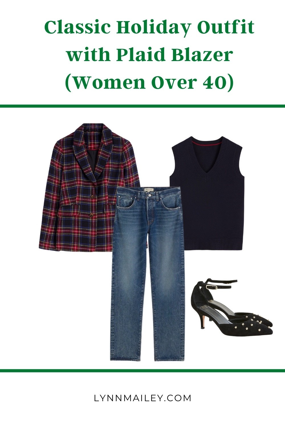 Plaid blazer, denim, and heels. A chic holiday outfit for women 40+. Shop this look now before these pieces sell out. 🎄 https://liketk.it/5oFac

#LTKWorkwear #LTKParties #LTKOver40
