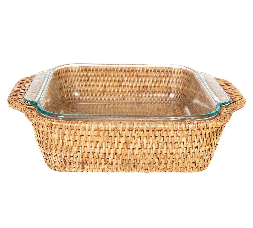 Tava Handwoven Rattan Square Baker | Pottery Barn (US)