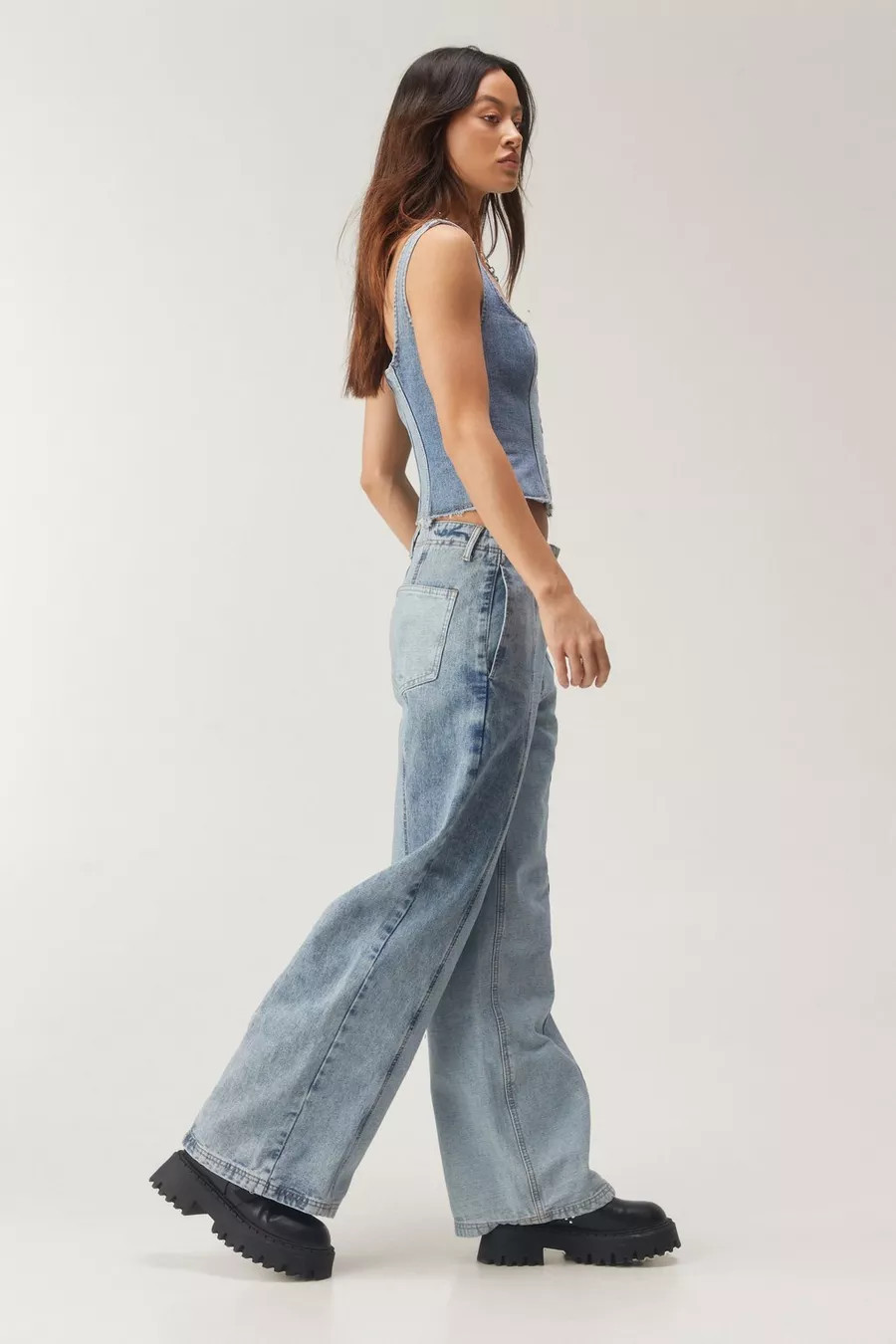 Colorblock Wide Leg Denim Jeans | Nasty Gal US