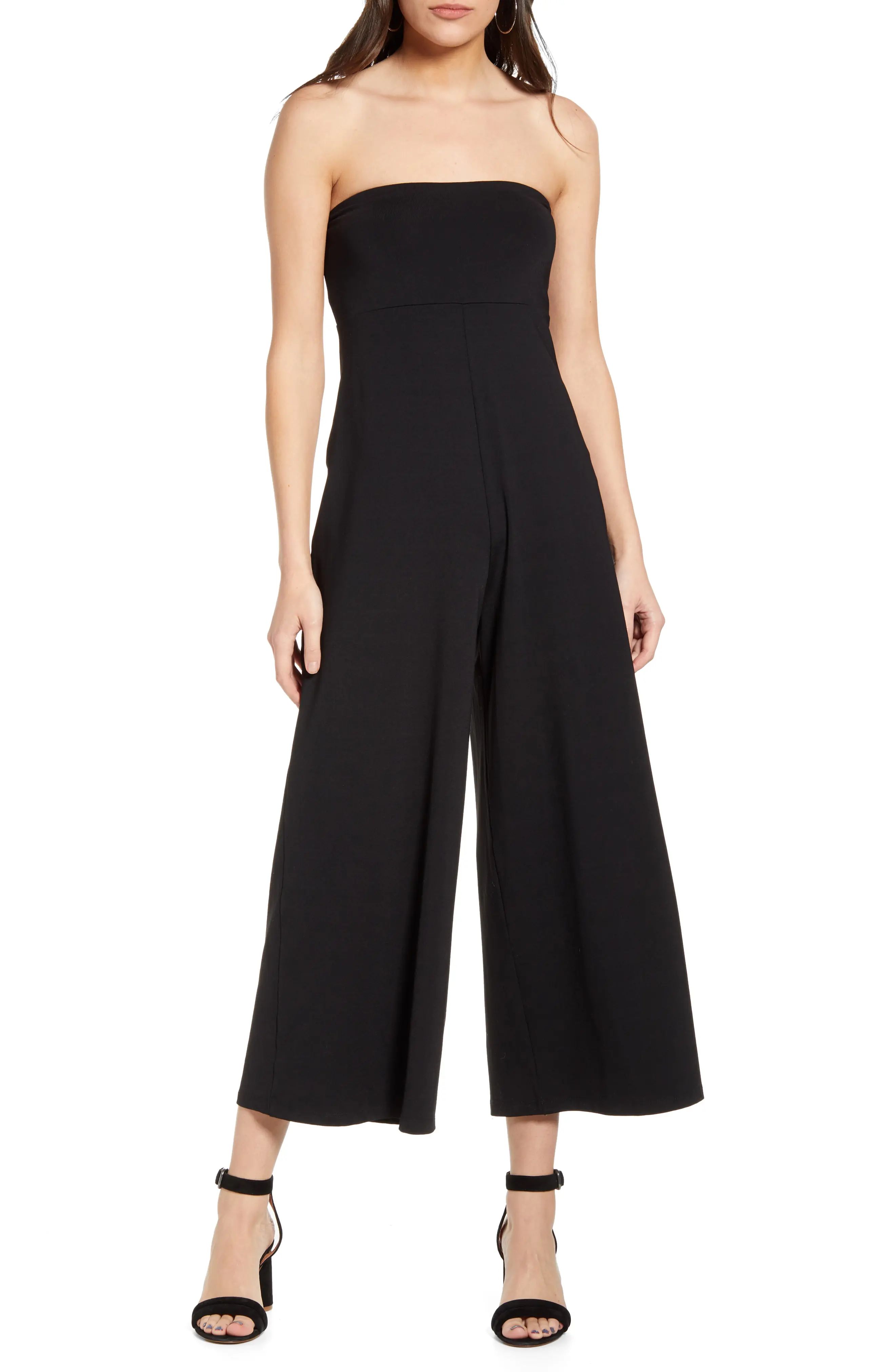 Susana Monaco Strapless Wide Leg Jumpsuit in Black at Nordstrom, Size X-Small | Nordstrom