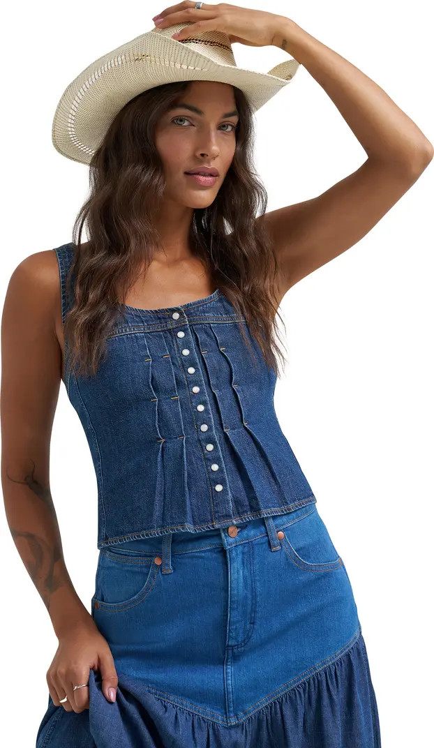 Pleated Denim Corset Tank | Nordstrom