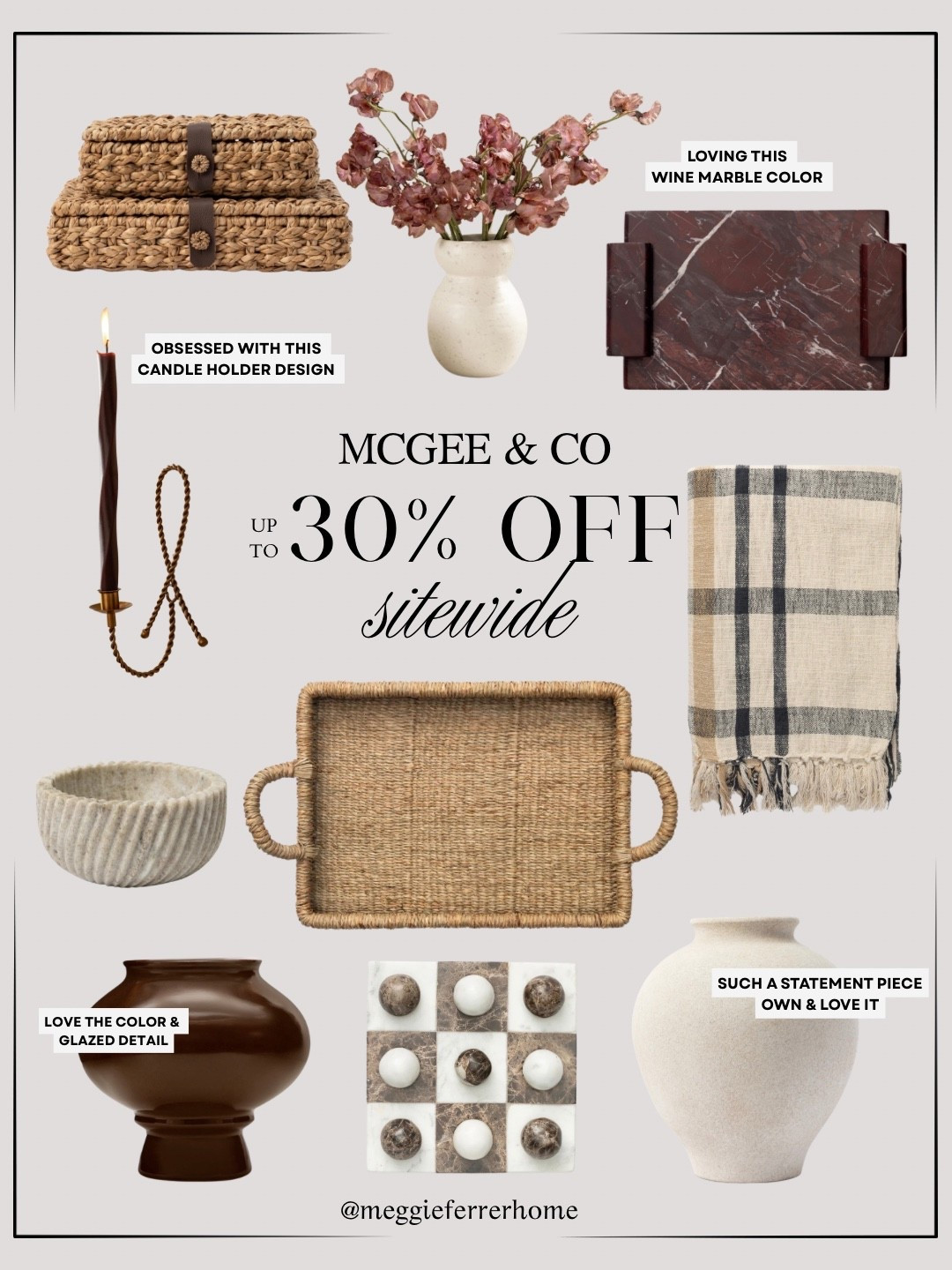 McGee & Co is running up to 30% off sitewide, and I hunted down my favorite finds — all under $100 🤎
If you love timeless textures, cozy neutrals, and designer-level details without the designer price…

Think: woven trays, glazed pottery, marble accents, sculptural candle holders, and that statement vase I own and love — all on major sale right now. 🎉



#LTKsale #LTKhome #mcgeeandco #neutralhomedecor #salealert #modernorganichome #interiorinspo


#LTKHome #LTKSaleAlert #LTKFindsUnder100