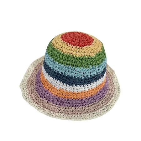 Women Crochet Bucket Hat Cute Flower Pattern Knitted Fisherman Hat Summer Trendy Outdoor Wide Brim S | Walmart (US)