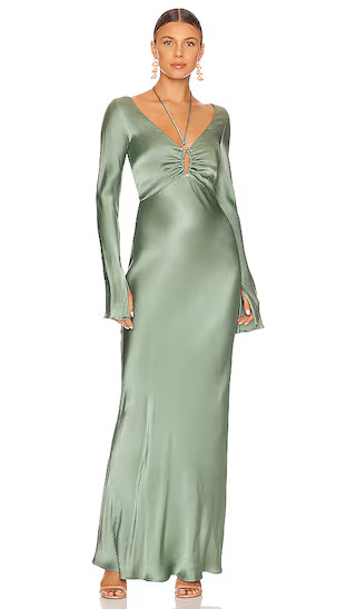 Malyka Long Sleeve Maxi Dress in Moss Green | Revolve Clothing (Global)