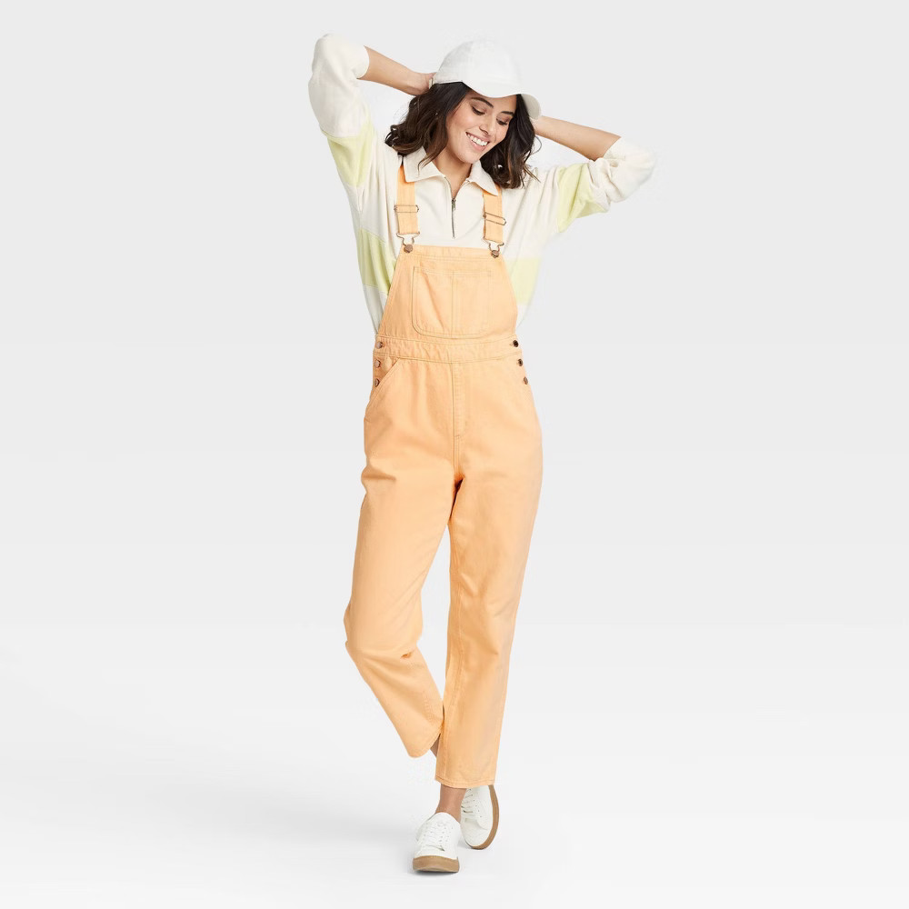 Women's High-Rise Ankle Length Taper Denim Overall Jeans - Universal Thread Orange 18 | Target