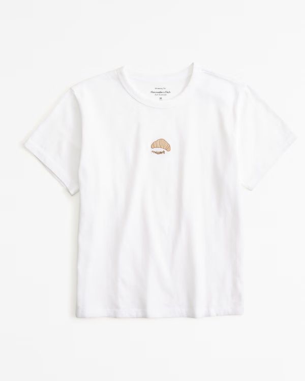 Short-Sleeve Croissant Graphic Skimming Tee | Abercrombie & Fitch (US)