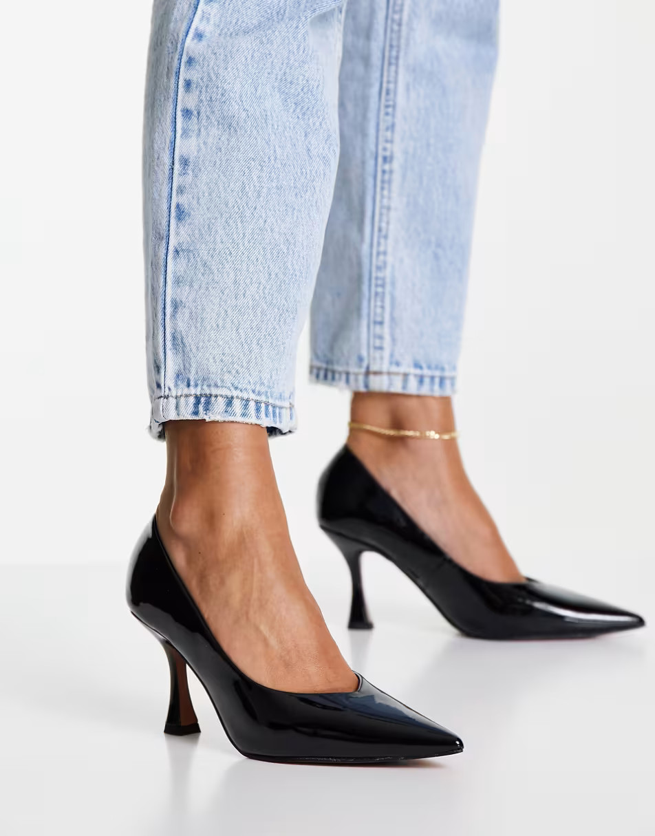 ASOS DESIGN Scout mid heeled pumps in black | ASOS (Global)