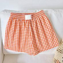 Plus Size Womens Casual Plaid Elastic Waist Loose Shorts | SHEIN