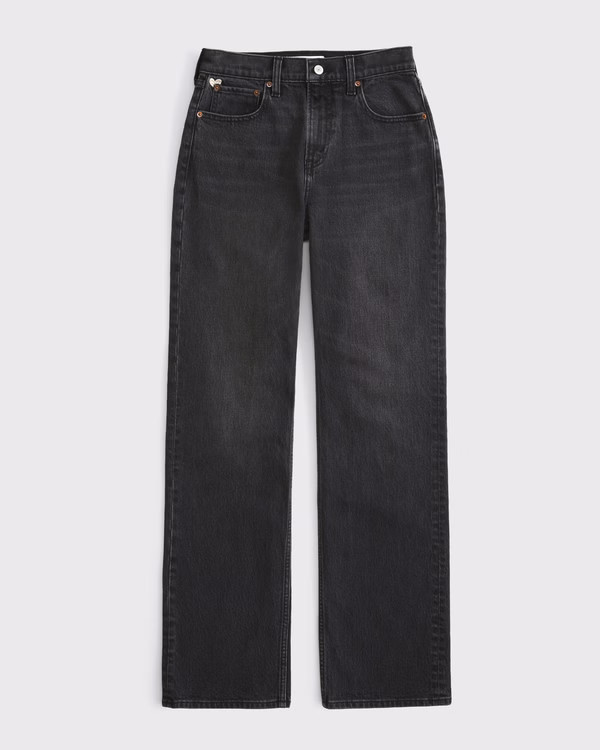 Curve Love High Rise 90s Relaxed Heart Embroidered Jean | Abercrombie & Fitch (US)