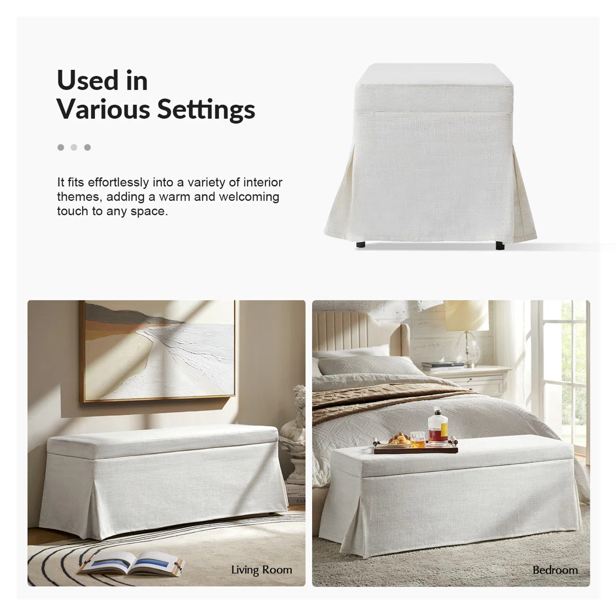 Lessman 46.5" Farmhouse Simple Assemble Storage Bench with Removable and Machine-Washable Slipcov... | Wayfair North America