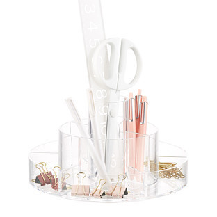 Luxe Acrylic&trade; Round Rotating Desktop Organizer Clear | The Container Store