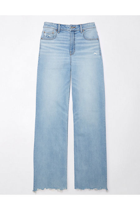 AE Dreamy Drape Stretch Super High-Waisted Baggy Wide-Leg Jean Women's Light Vintage 10 Long | American Eagle Outfitters (US & CA)