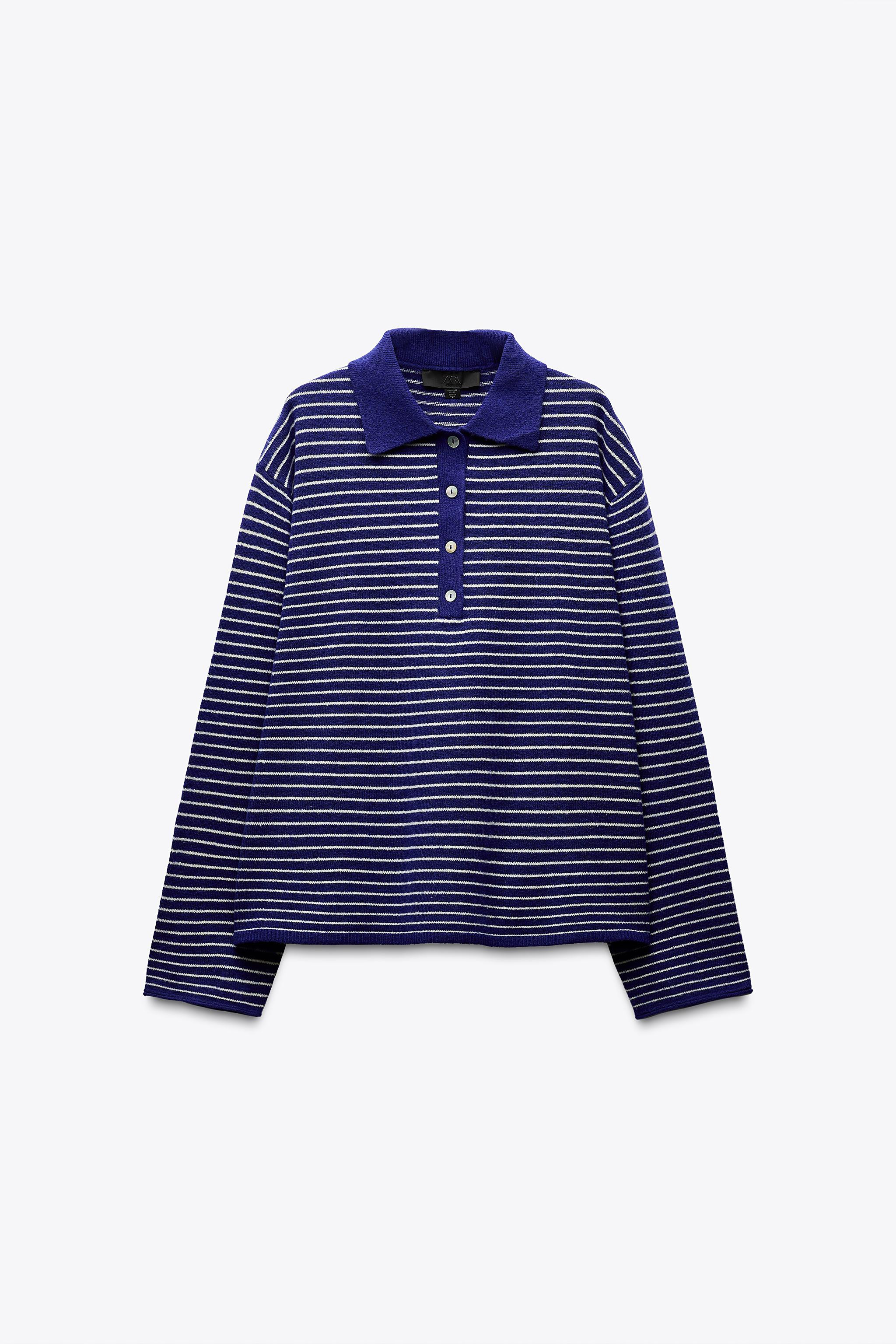 STRIPED KNIT POLO SWEATER | Zara US