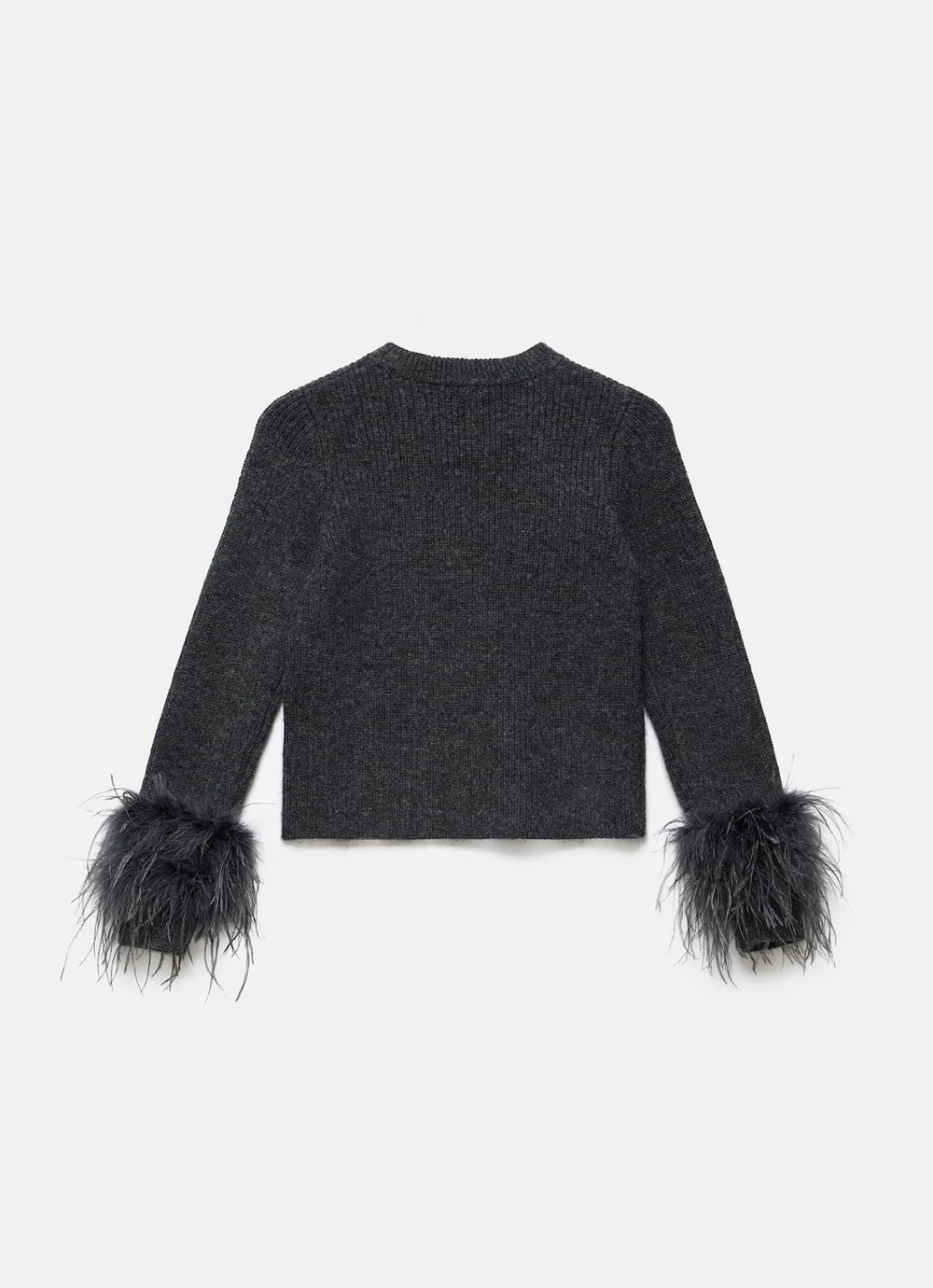 Grey Feather Trim Jumper | Mint Velvet