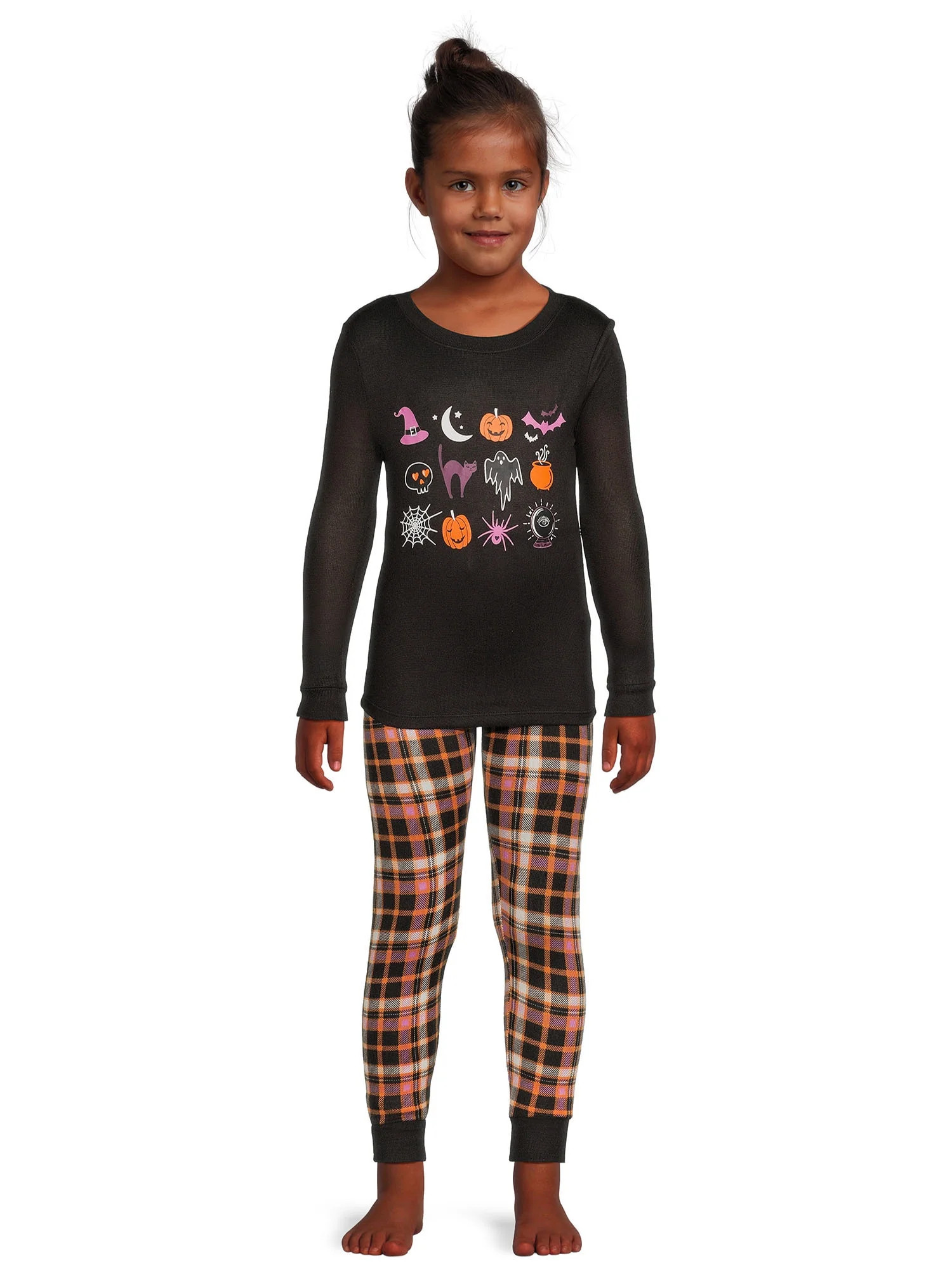 Wonder Nation Girls Halloween Long Sleeve Top and Pant Set, 2-Piece, Sizes 4-10 | Walmart (US)