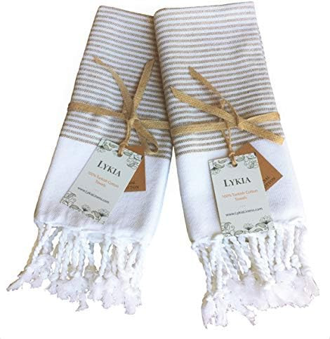 Lykia Turkish Hand Towel Set of 2 - Decorative Hand Towels for Bathroom and Kitchen - 100% Cotton... | Amazon (US)