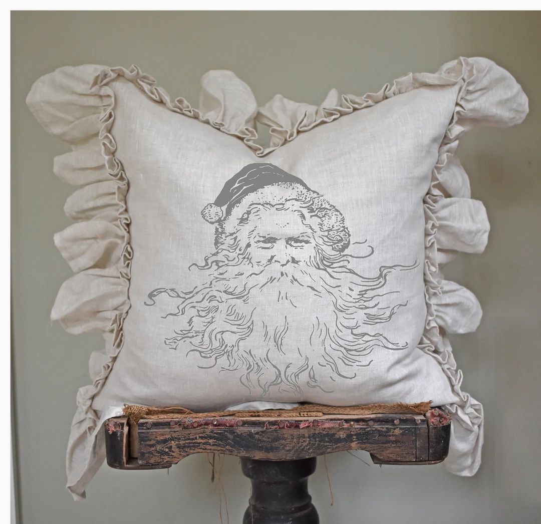 Santa Claus Beige Ruffle Pillow Cover Shabby French Country - Etsy | Etsy (US)
