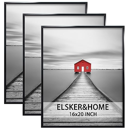 ELSKER&HOME 16x20 Frames, 16x20 Picture Frames 3 Pack for Wall,Picture Poster Frame Black for Horizontal or Vertical Wall Mounting, Sturdy and Scratch-proof | Amazon (US)