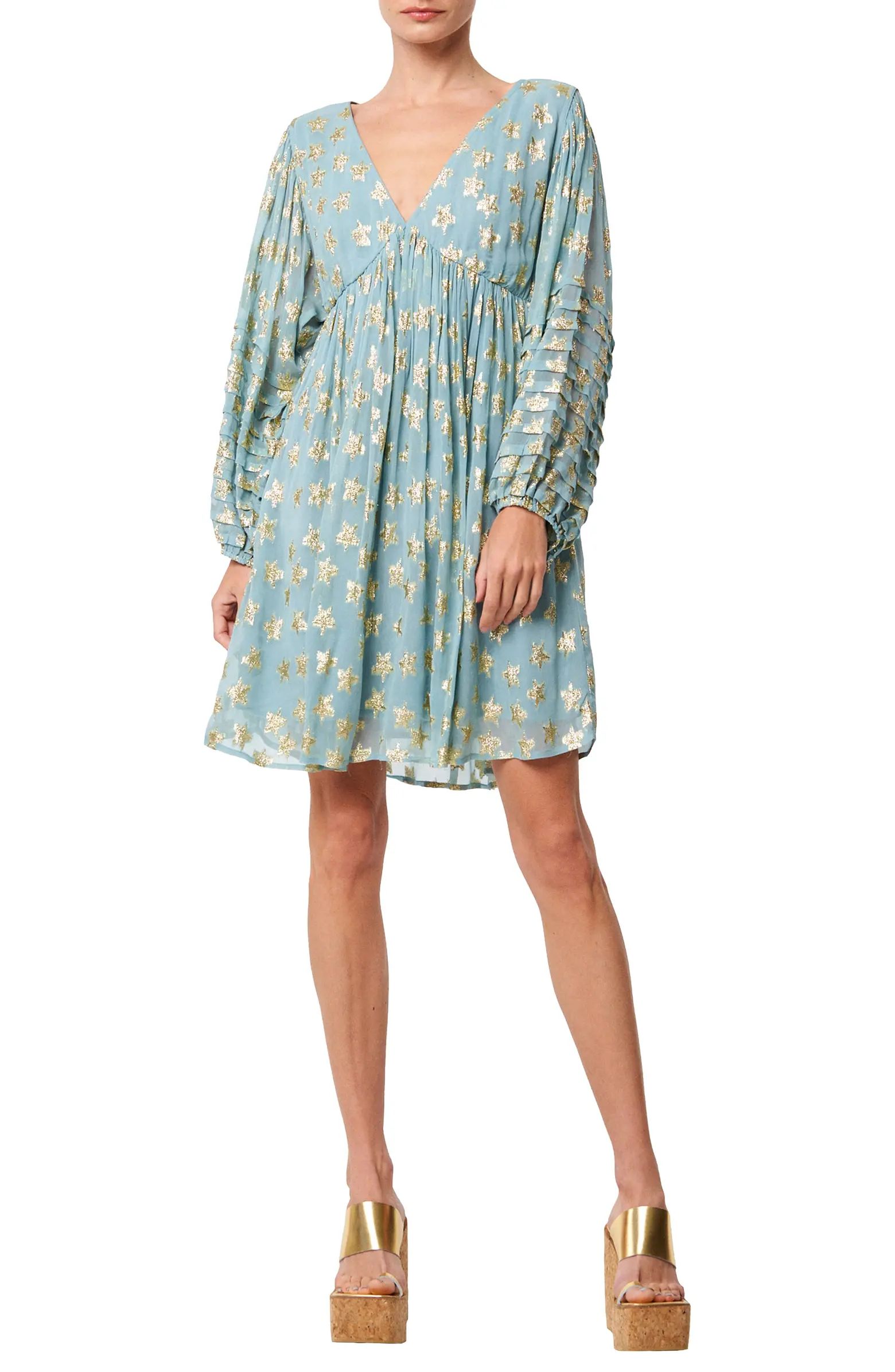 Sallie Metallic Star Print Long Sleeve Minidress | Nordstrom