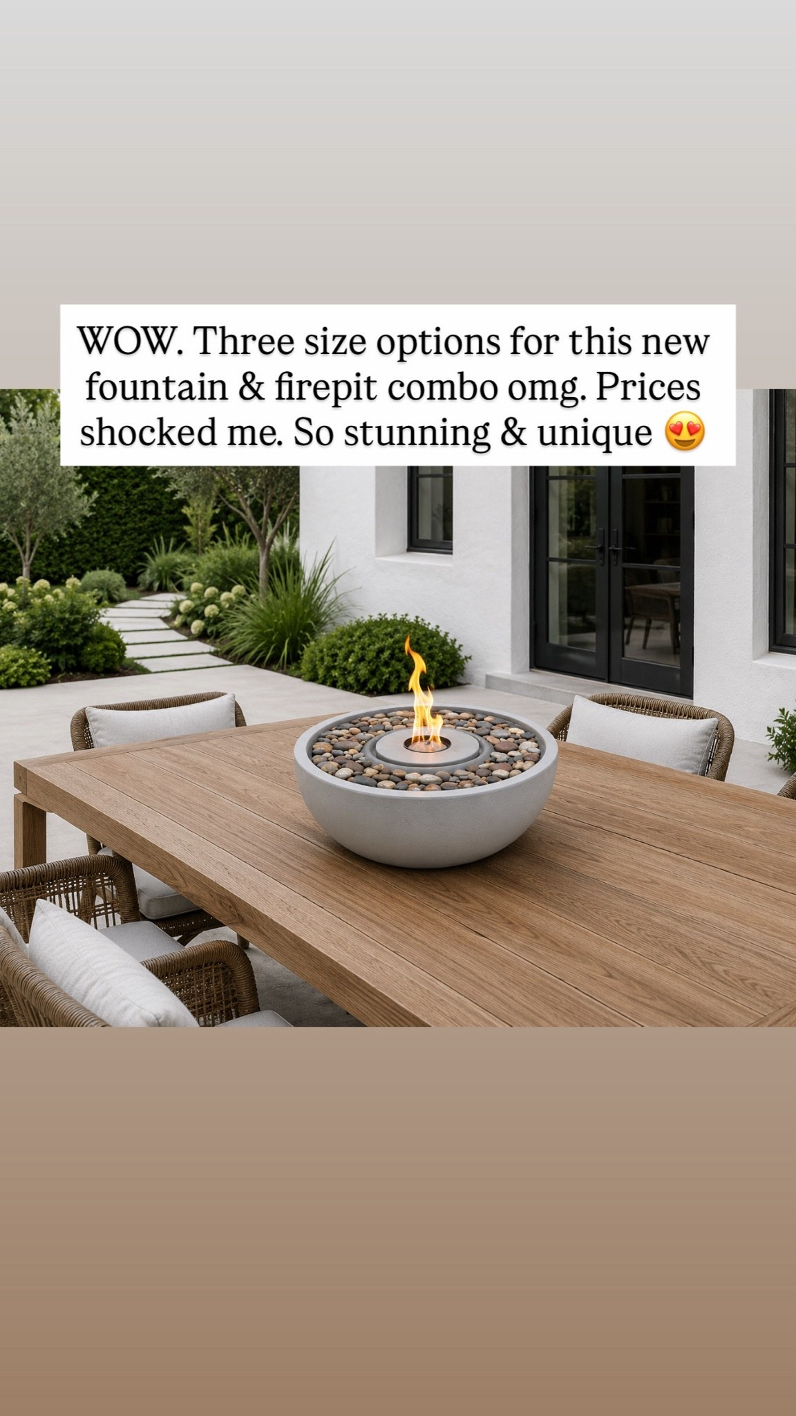 WOW. Three size options for this new fountain & firepit combo omg. Prices shocked me. So stunning & unique 😍