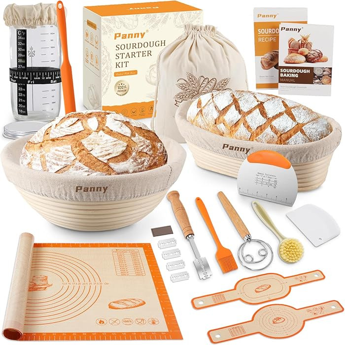 Panny Sourdough Starter Kit, Banneton Bread Proofing Basket with Glass Sour Dough Starter Jar, So... | Amazon (US)