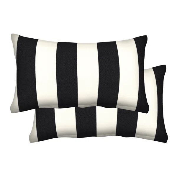 Abryl Striped Olefin Indoor/Outdoor Reversible Throw Pillow | Wayfair North America