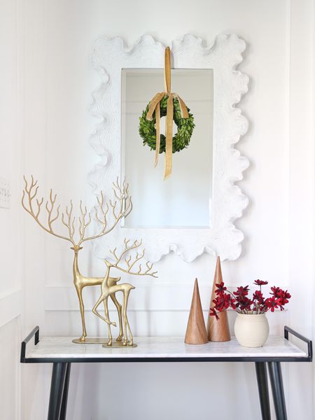 Christmas, brass reindeer, mini boxwood wreath, velvet ribbon, modern wood tree

#LTKstyletip #LTKhome #LTKHoliday