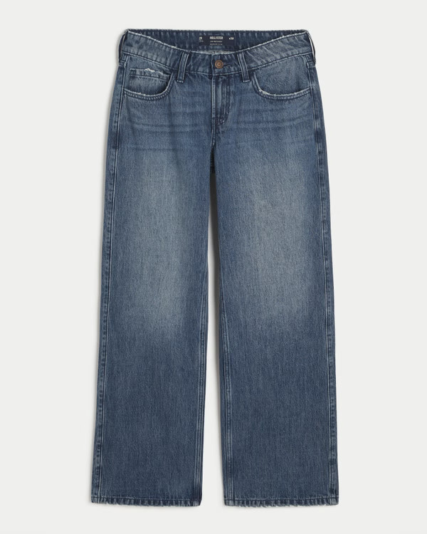 Women's Low-Rise Dark Wash Baggy Jeans | Women's Bottoms | HollisterCo.com | Hollister (US)