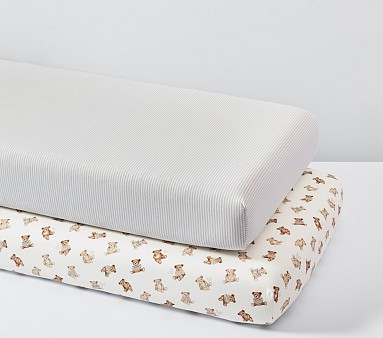 Teddy Bear Organic Crib Sheet Bundle - Set of 2 | Pottery Barn Kids