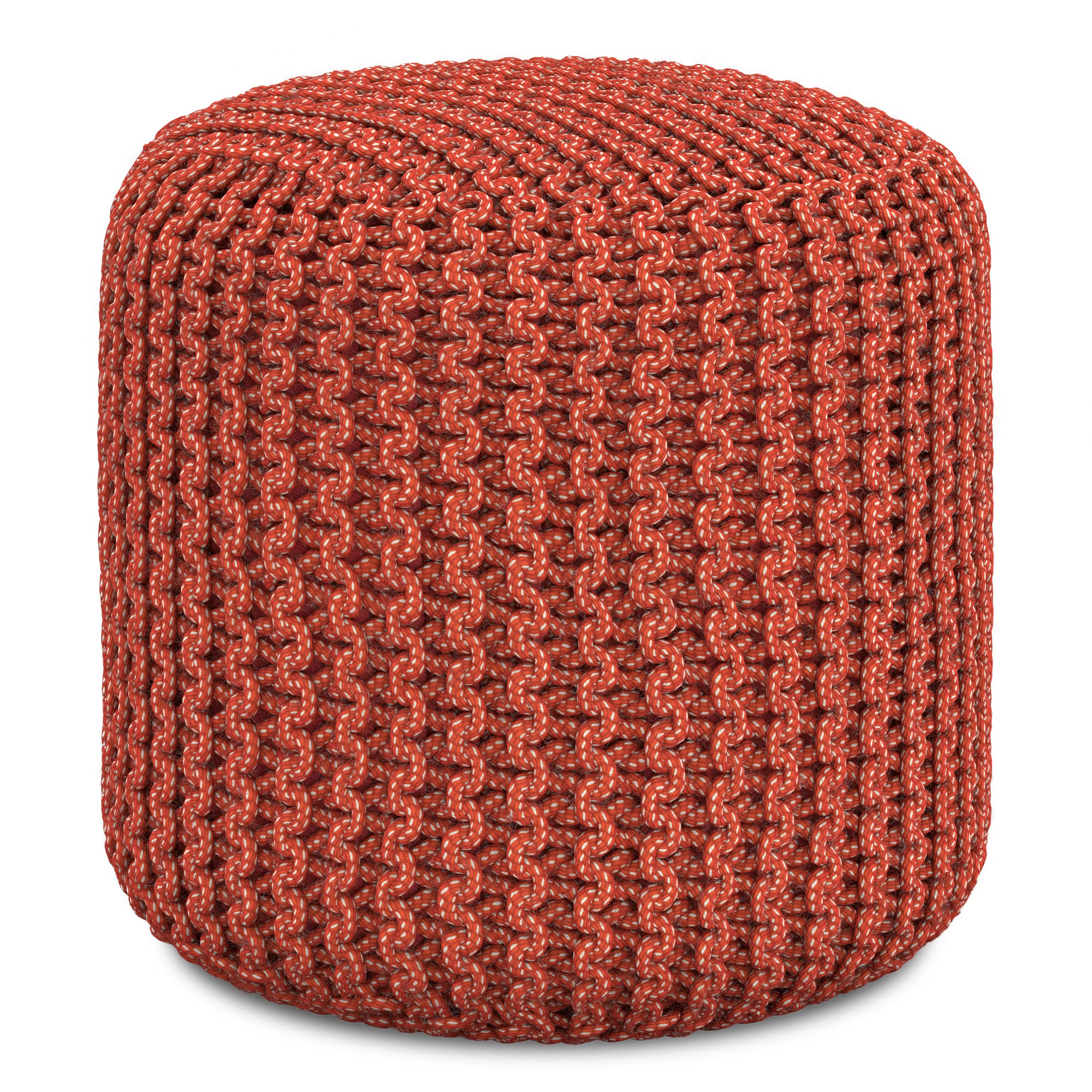 Wynne 18"W Orange Round Knitted Indoor/Outdoor Pouf | Wayfair North America