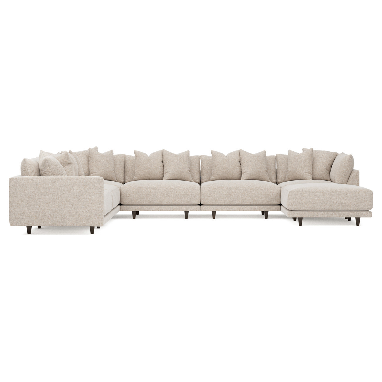 Toulouse Straw Performance Modular 7-Piece Corner Sectional With Ottoman - Right End - 166 | Kathy Kuo Home