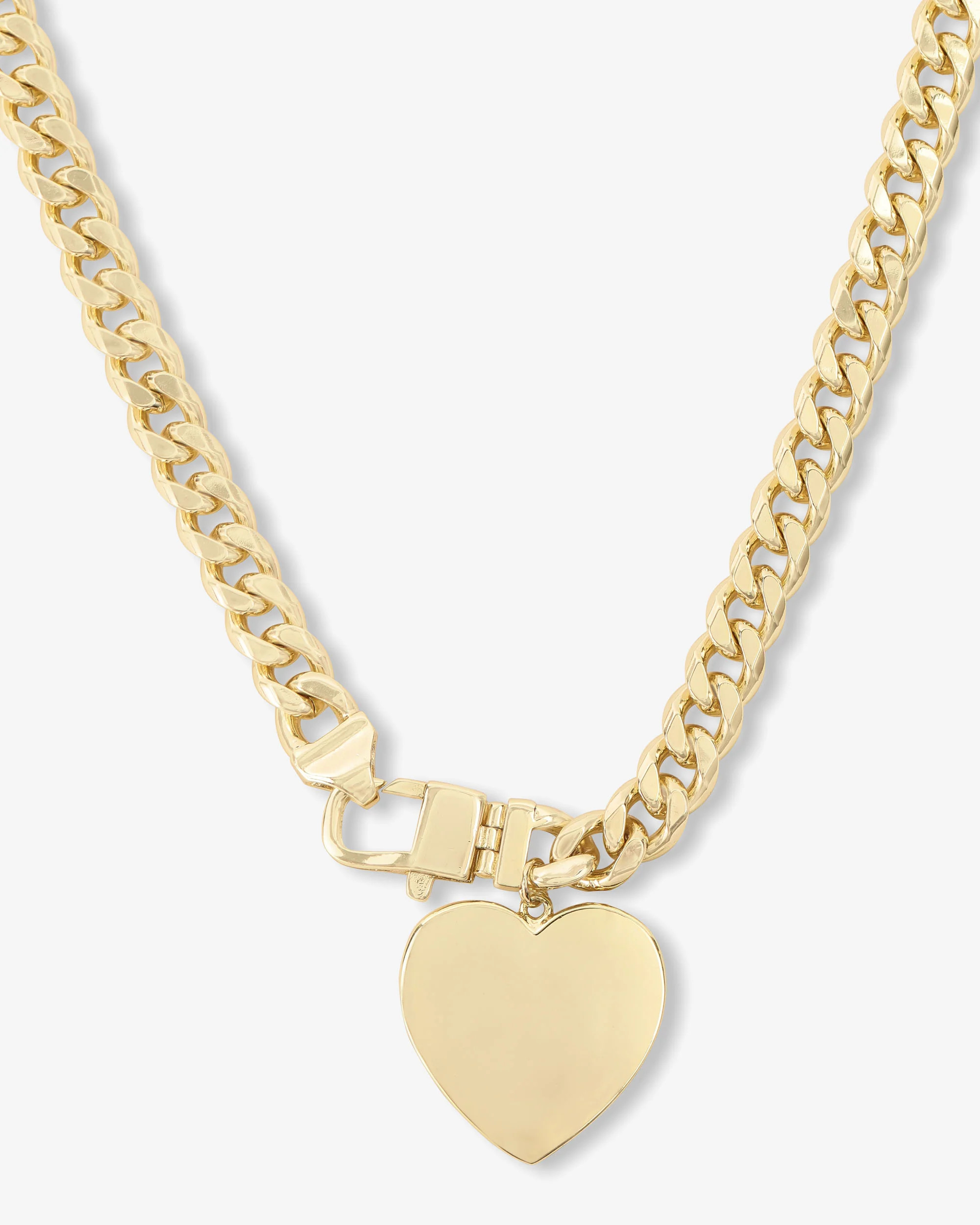 Julian XL Heart Cuban Chain Necklace 18" - Gold | Melinda Maria Jewelry