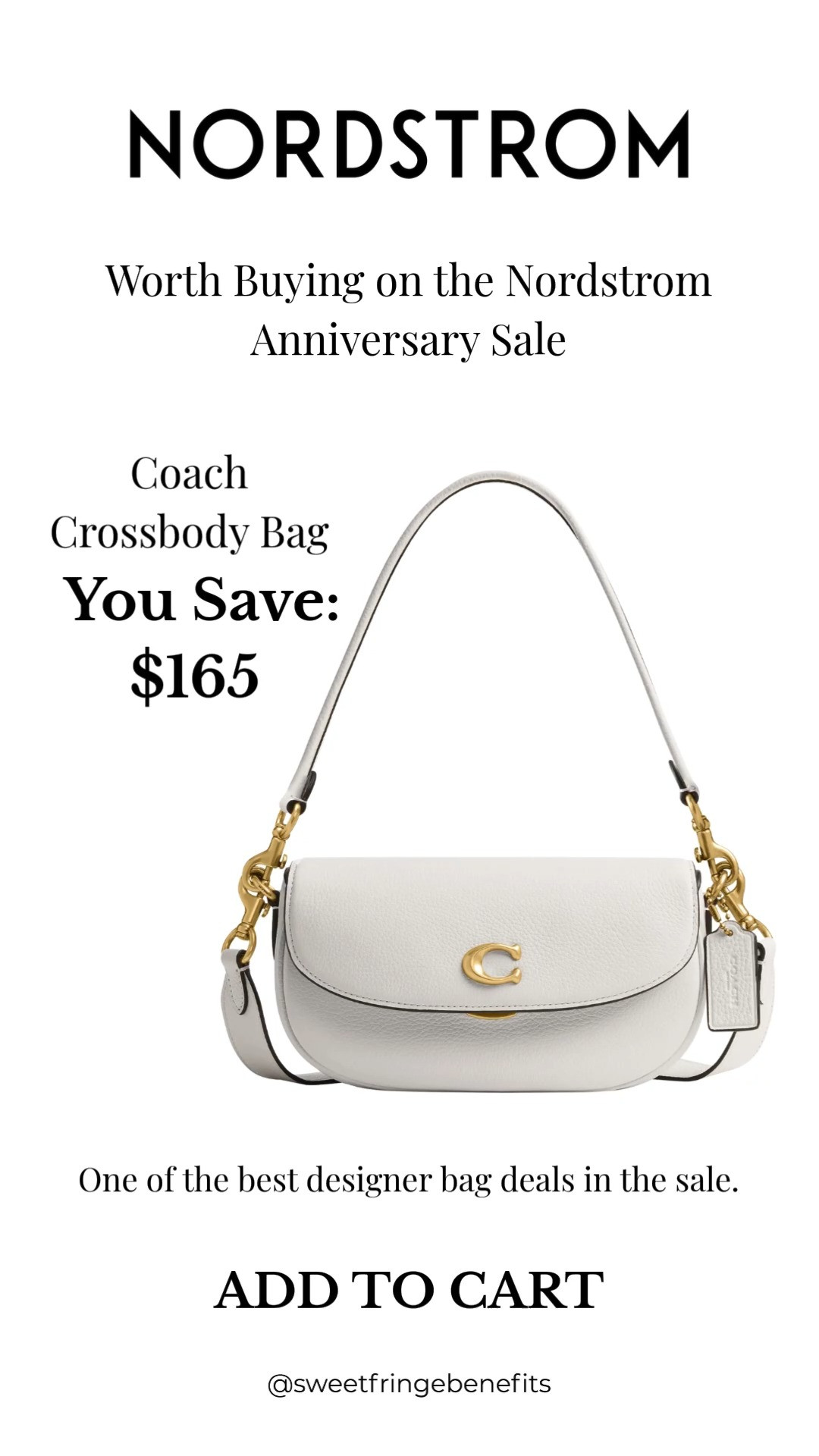 If you've had your eye on a designer bag, the Nordstrom Anniversary Sale is the time to buy! 

This Coach leather crossbody is one of the best handbag deals of the sale, with $165 in savings. Its timeless silhouette, premium leather, and versatile neutral color make it a bag you'll carry year-round.

💡 LTK MADE EASY
❤️ Heart = Support my posts!
🔖 Save = Get sale & restock alerts
📋 Lists = Keep favorites organized
📲 Share = Send lists and products to a friend. Hello, Christmas List!
💬 Comment = Ask me anything about sizing or styling. :-) 

 #LTKootd #LTKOver40 #LTKSaleAlert