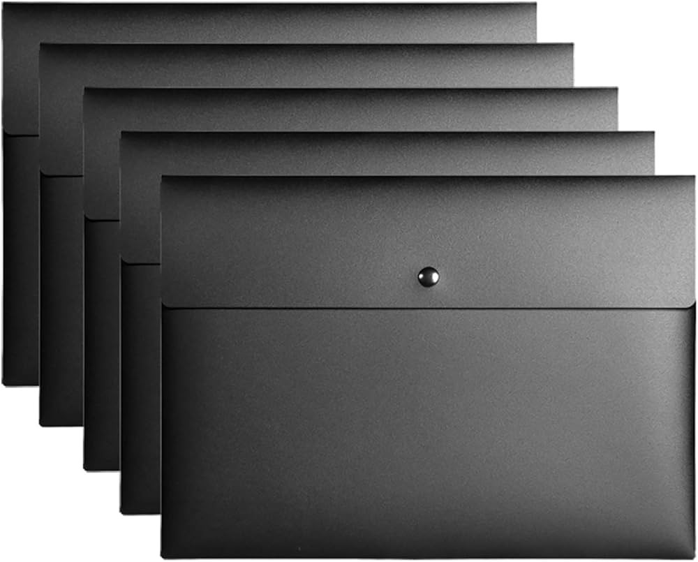 VANRA 5 Pieces A4 Envelopes Folders for Paperwork Plastic Wallets Document Organizer with Snap Bu... | Amazon (US)